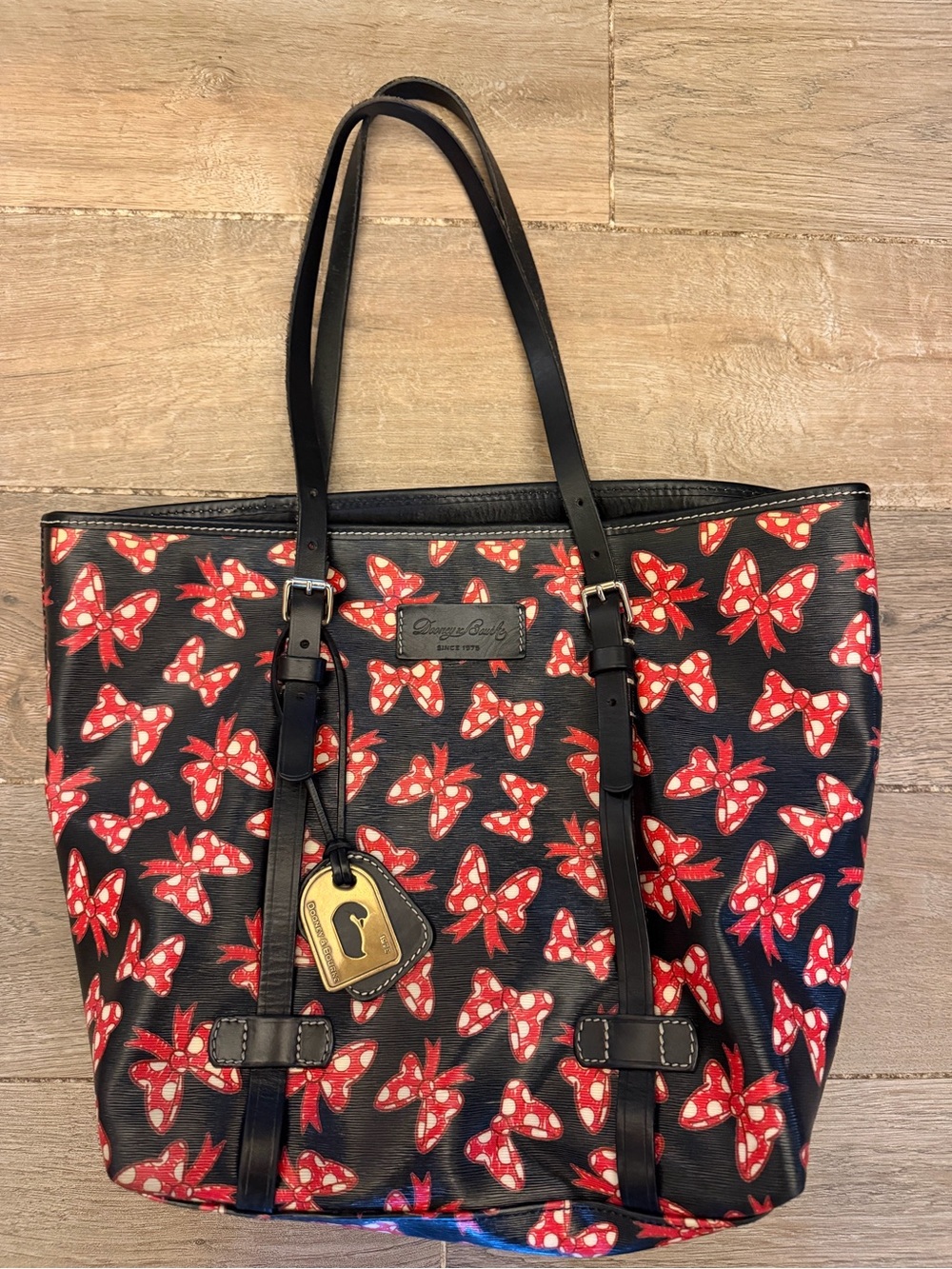Dooney & Bourke Black Tote with Red Minnie Bow Print